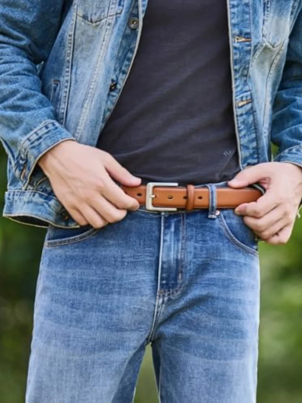 Men's Genuine Leather Dress Belt, Handmade Classic Everyday Belt for Work